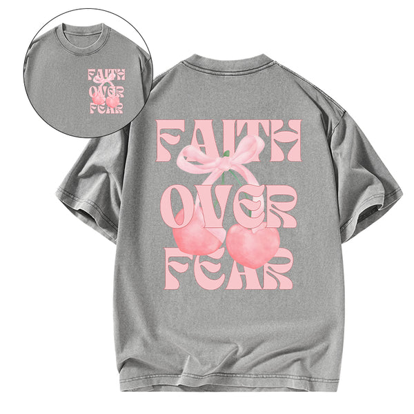 Faith Over Fear Christian Washed T-Shirt