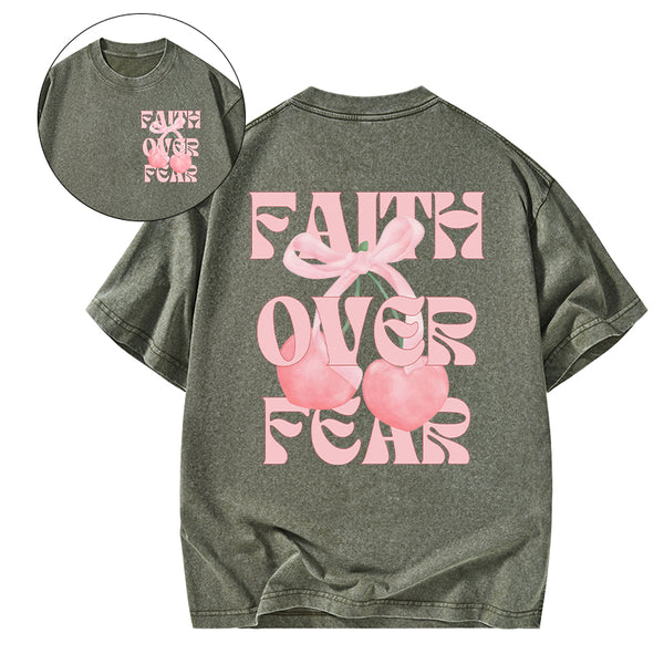 Faith Over Fear Christian Washed T-Shirt