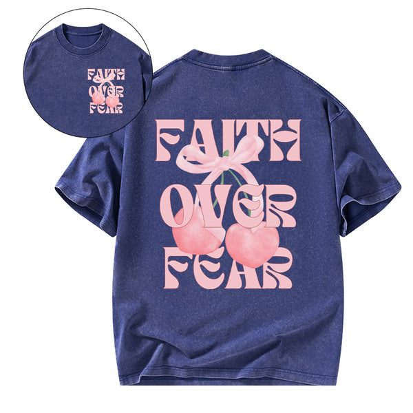 Faith Over Fear Christian Washed T-Shirt