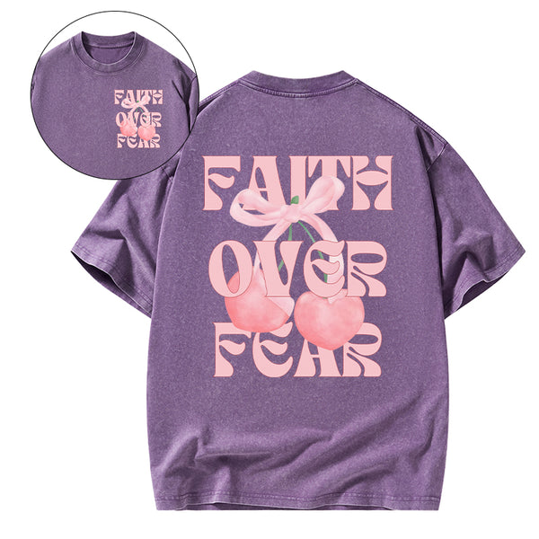 Faith Over Fear Christian Washed T-Shirt