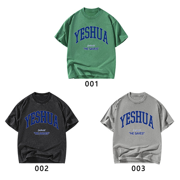 Yeshua He Saves Christian Washed T-Shirt