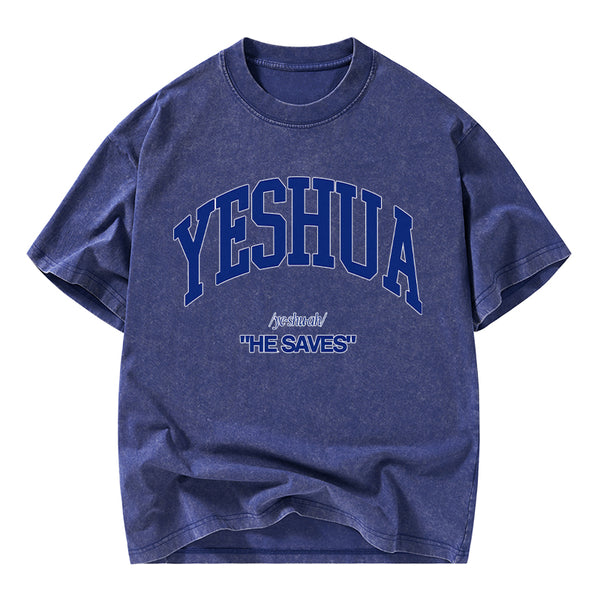 Yeshua He Saves Christian Washed T-Shirt
