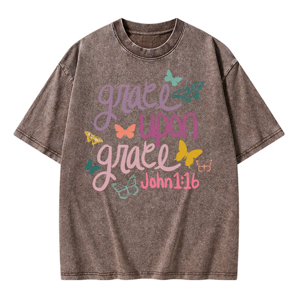 Grace Upon Grace Christian Washed T-Shirt
