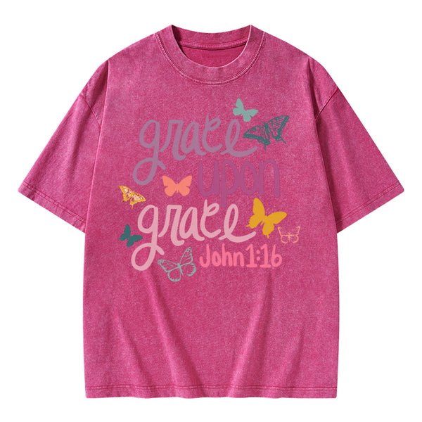 Grace Upon Grace Christian Washed T-Shirt