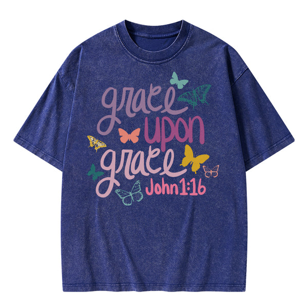 Grace Upon Grace Christian Washed T-Shirt