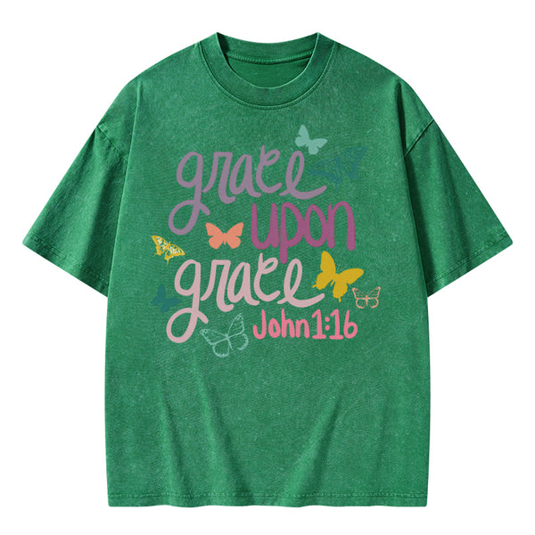 Grace Upon Grace Christian Washed T-Shirt