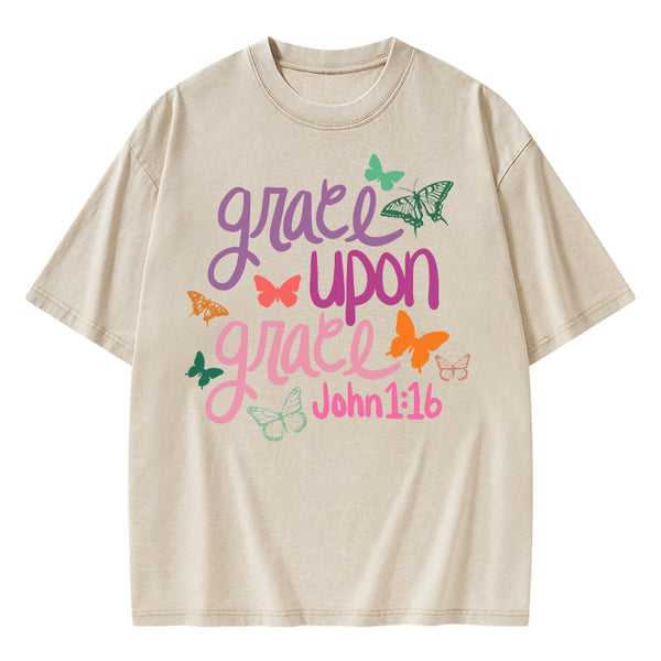 Grace Upon Grace Christian Washed T-Shirt
