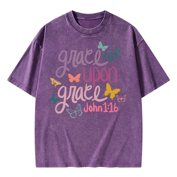 Grace Upon Grace Christian Washed T-Shirt
