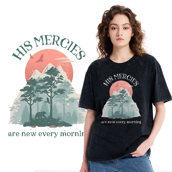 His Mercies Are New Every Morning Christian Washed T-shirt