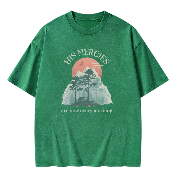 His Mercies Are New Every Morning Christian Washed T-shirt