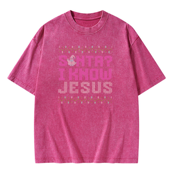 I Know Jesus Christian Washed T-shirt