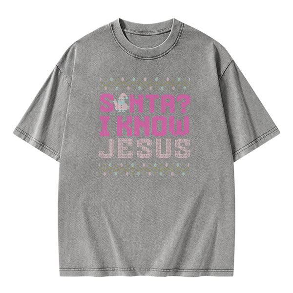 I Know Jesus Christian Washed T-shirt