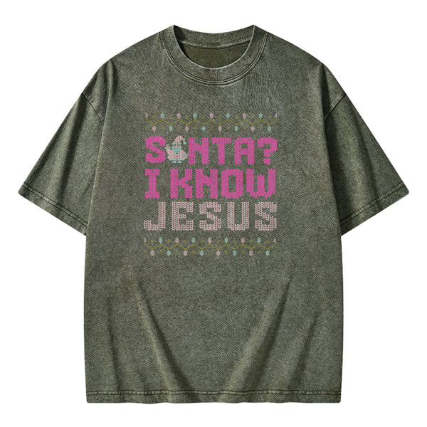 I Know Jesus Christian Washed T-shirt