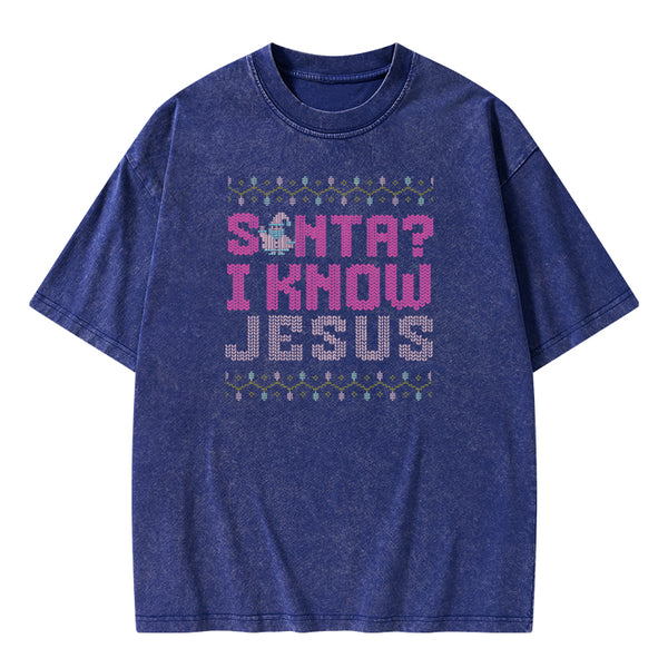I Know Jesus Christian Washed T-shirt