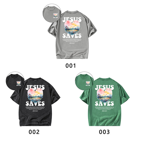 Jesus Saves Christian Washed T-shirt