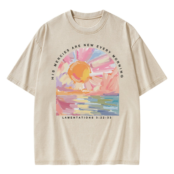 His Mercies Are New Every Morning Christian Washed T-Shirt