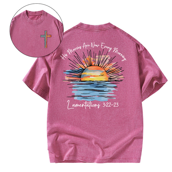 His Mercies Are New Every Morning Christian Washed T-Shirt