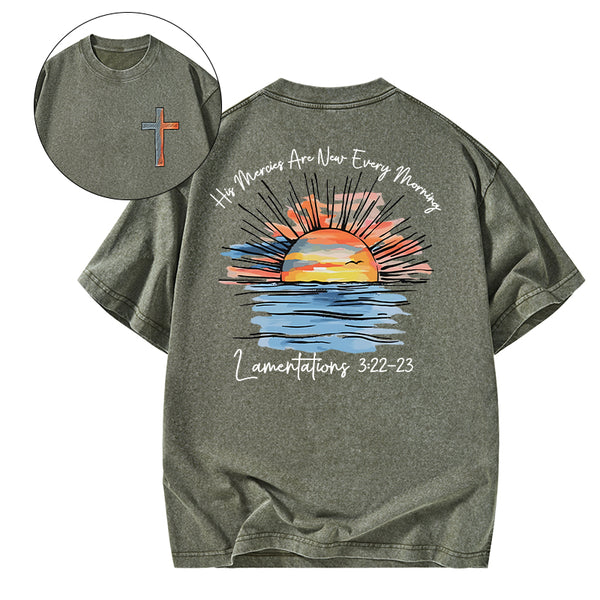 His Mercies Are New Every Morning Christian Washed T-Shirt