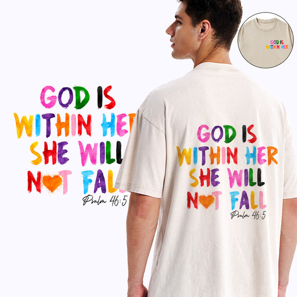 God Is Within Her She Will Not Fall Christian Washed T-Shirt