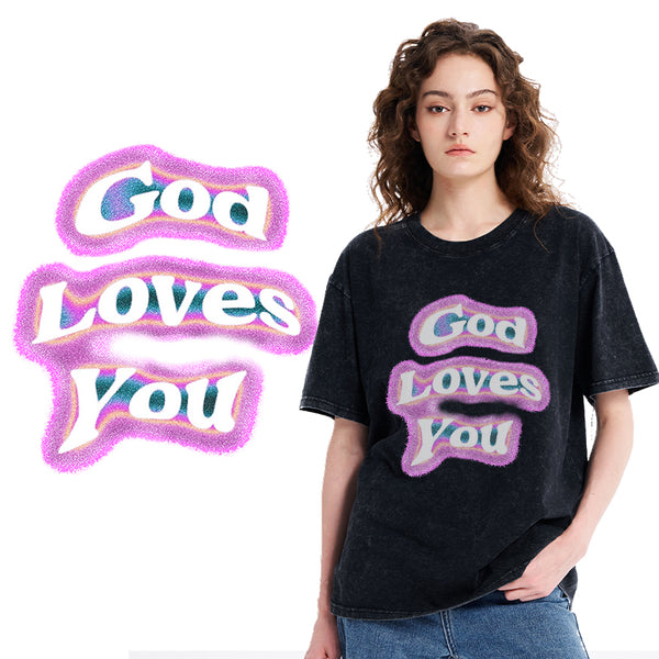 God Loves You Christian Washed T-shirt