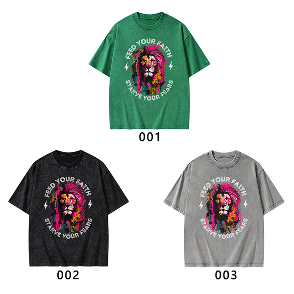 Feed Your Faith Starve Your Fears Christian Washed T-Shirt