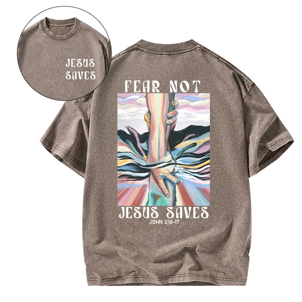 Jesus Saves Christian Washed T-Shirt