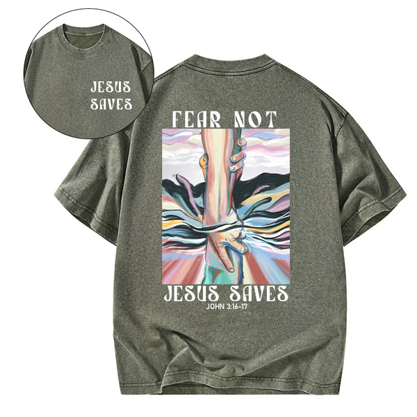 Jesus Saves Christian Washed T-Shirt