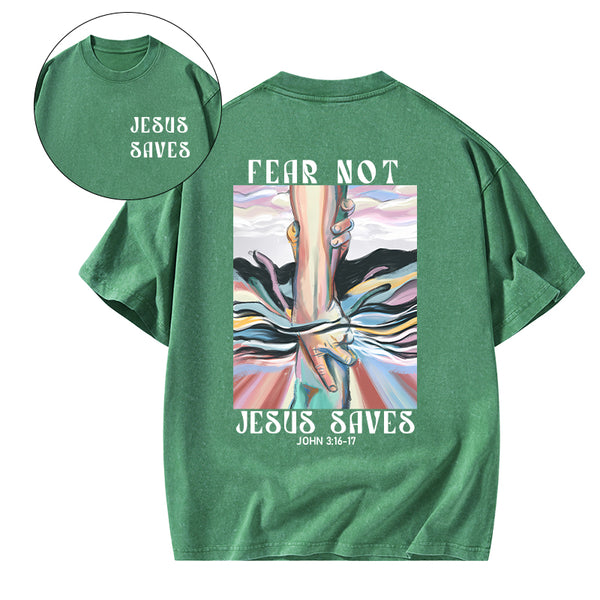 Jesus Saves Christian Washed T-Shirt