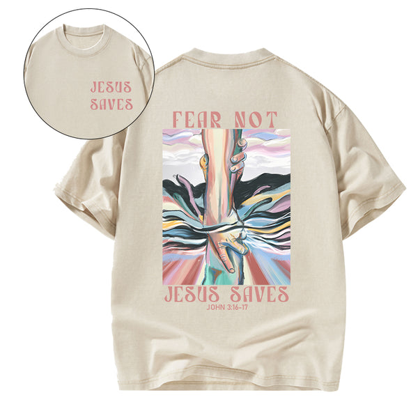 Jesus Saves Christian Washed T-Shirt