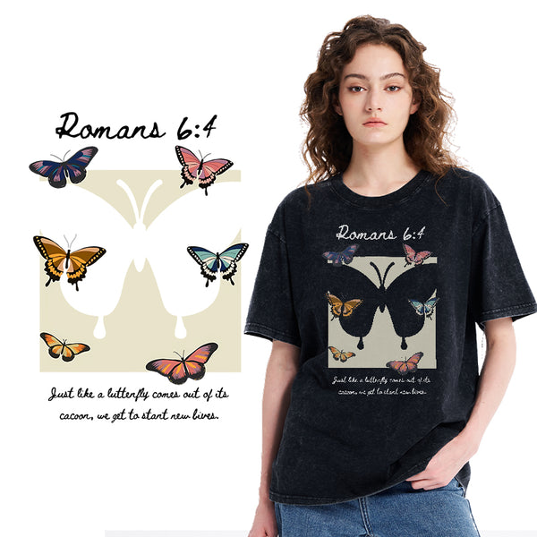 Just Like A Butterfly Christian Washed T-shirt