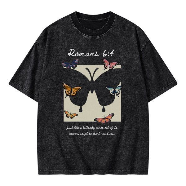 Just Like A Butterfly Christian Washed T-shirt