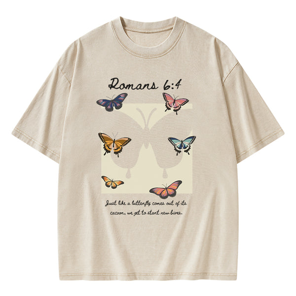 Just Like A Butterfly Christian Washed T-shirt