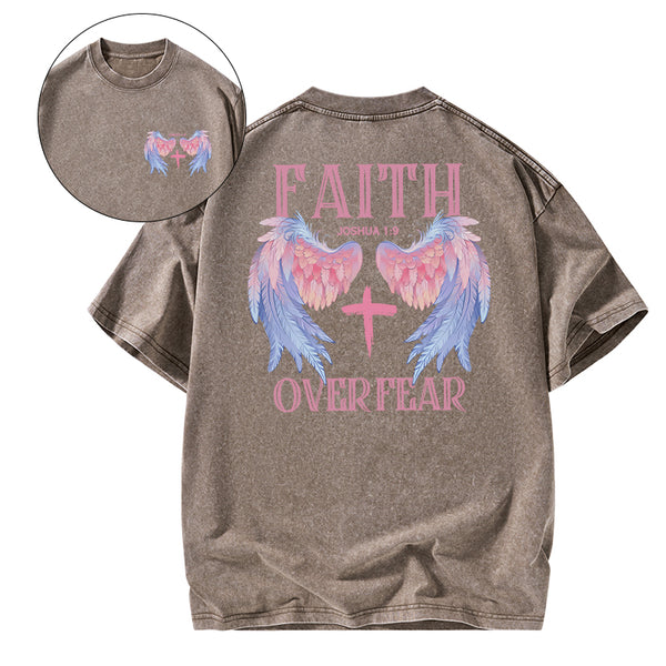 Faith Over Fear Christian Washed T-Shirt