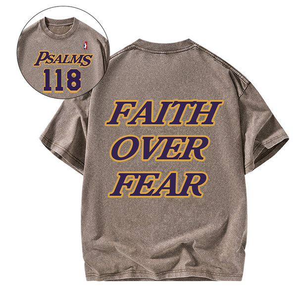 Faith Over Fear Christian Washed T-Shirt
