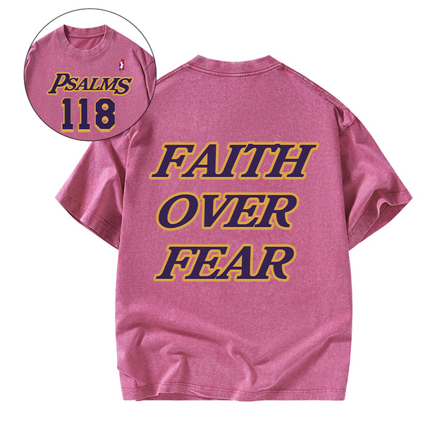 Faith Over Fear Christian Washed T-Shirt