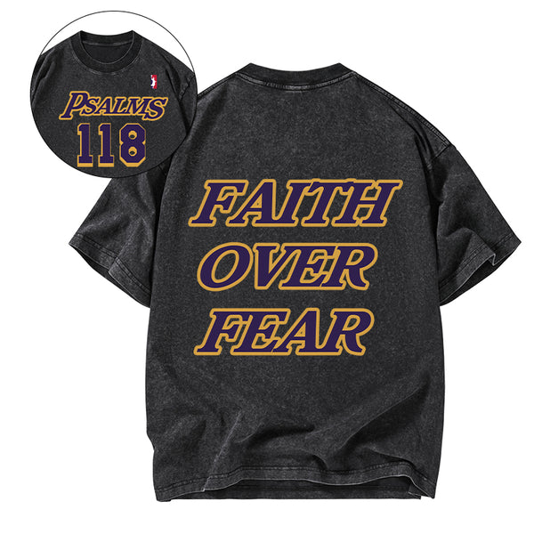 Faith Over Fear Christian Washed T-Shirt
