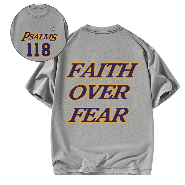 Faith Over Fear Christian Washed T-Shirt