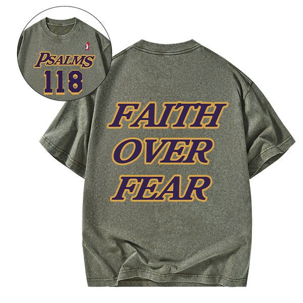 Faith Over Fear Christian Washed T-Shirt