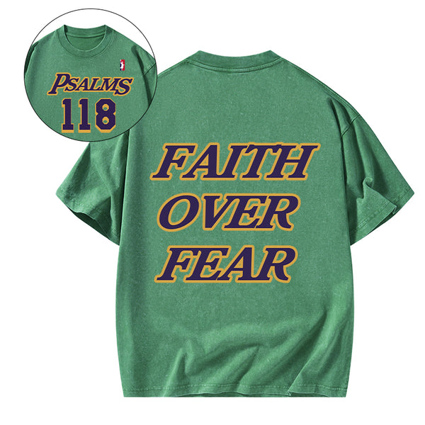 Faith Over Fear Christian Washed T-Shirt