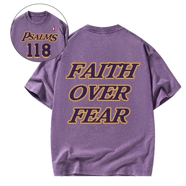Faith Over Fear Christian Washed T-Shirt
