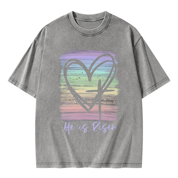 He Is Risen Vintage Washed Christian T-Shirt