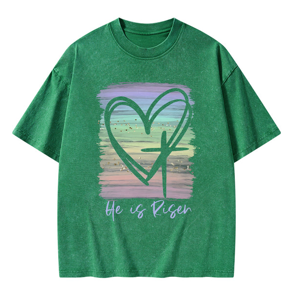He Is Risen Vintage Washed Christian T-Shirt