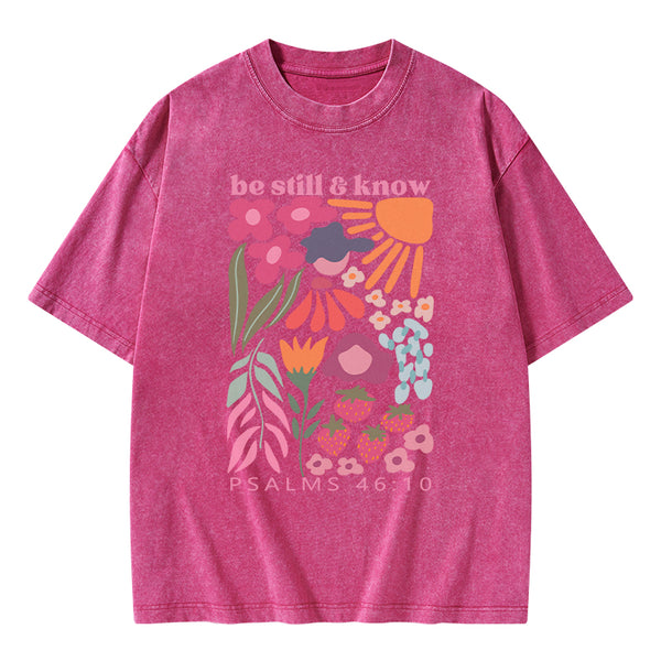 GC-WTS0023 Be Still And Know Christian Washed T-Shirt