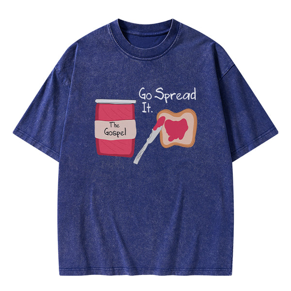 GC-WTS0034 The Gospel Go Spread It Christian Washed T-Shirt