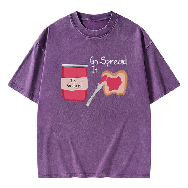 GC-WTS0034 The Gospel Go Spread It Christian Washed T-Shirt