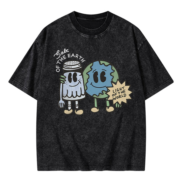 GC-WTS0067 Salt Of The Earth Light Of The World Christian Washed T-Shirt