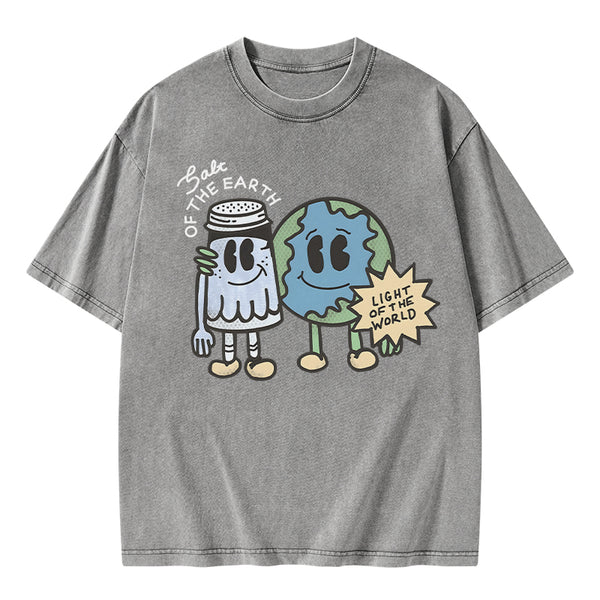 GC-WTS0067 Salt Of The Earth Light Of The World Christian Washed T-Shirt