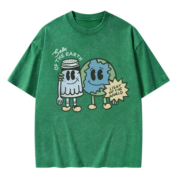 GC-WTS0067 Salt Of The Earth Light Of The World Christian Washed T-Shirt