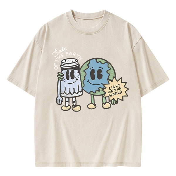 GC-WTS0067 Salt Of The Earth Light Of The World Christian Washed T-Shirt