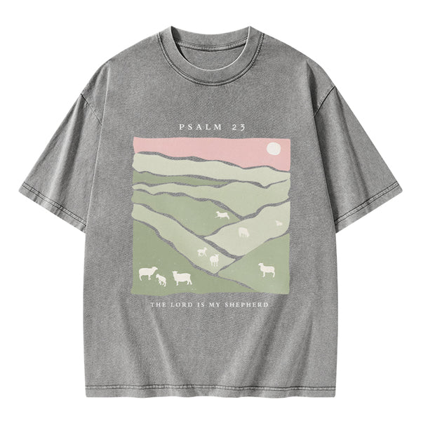 GC-WTS0089 The Lord Is My Shepherd Christian Washed T-Shirt